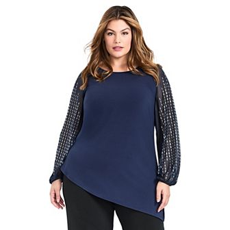 Avenue Women's Plus Size Glitz Embellished Sleeve Tunic