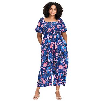 Avenue Women's Plus Size Annabelle Print Jumpsuit