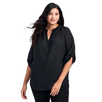 Avenue Women's Plus Size Madeline Tab Sleeve Blouse