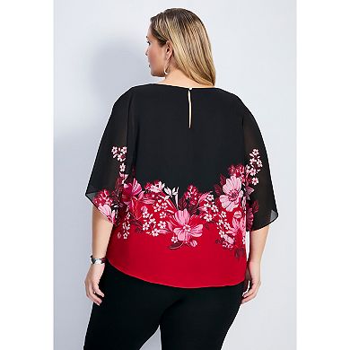 Avenue Women's Plus Size Love Story Overlay Blouse