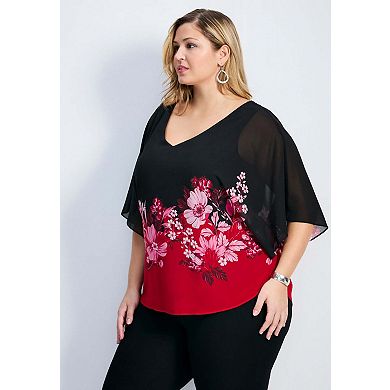 Avenue Women's Plus Size Love Story Overlay Blouse