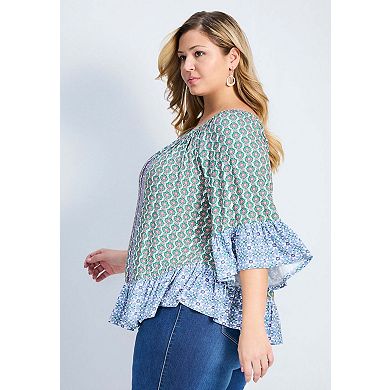 Avenue Women's Plus Size Serenity Ruffle Top