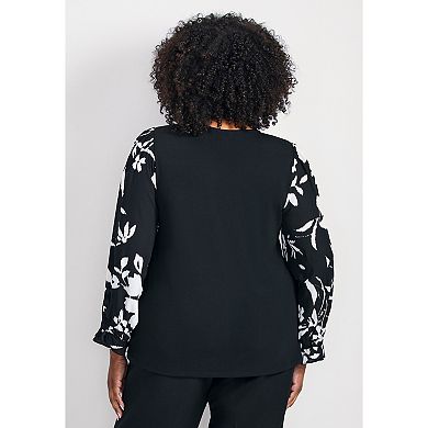 Avenue Women's Plus Size Scarlet Mix Media Top