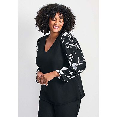 Avenue Women's Plus Size Scarlet Mix Media Top