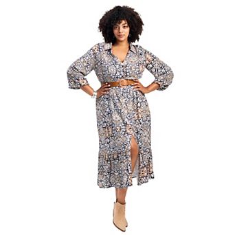 Avenue Women's Plus Size Averie Shirtdress With Belt