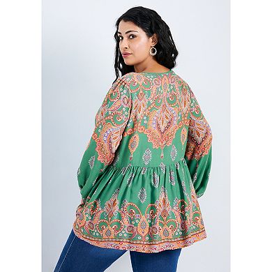 Avenue Women's Plus Size Kiani Boho Print Tunic
