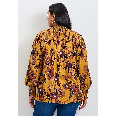 Avenue Women's Plus Size Abby Blouson Sleeve Blouse