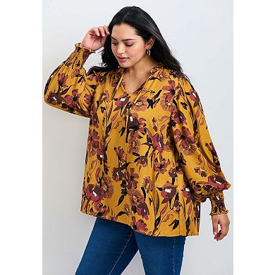 Avenue Women's Plus Size Abby Blouson Sleeve Blouse