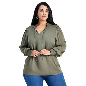 Avenue Women's Plus Size Abby Blouson Sleeve Blouse