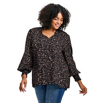 Avenue Women's Plus Size Abby Blouson Sleeve Blouse