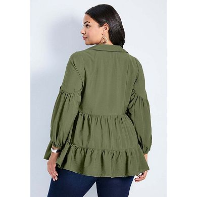 Avenue Women's Plus Size Amari Tiered Tunic Shirt