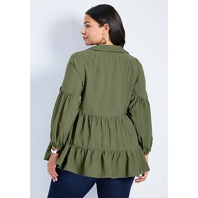 Avenue Women's Plus Size Amari Tiered Tunic Shirt