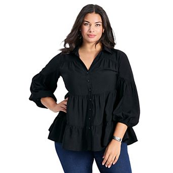 Avenue Women's Plus Size Amari Tiered Tunic Shirt