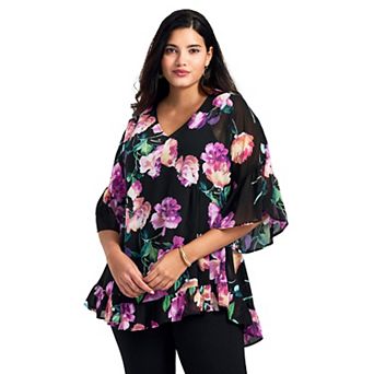 Avenue Women's Plus Size Harlow Frill Detail Blouse