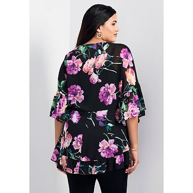 Avenue Women's Plus Size Harlow Frill Detail Blouse