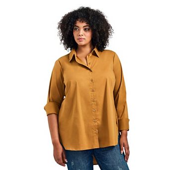 Avenue Women's Plus Size Stella Classic Button Up Shirt