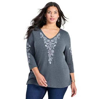 Avenue Women's Plus Size Casey Embroidered Top