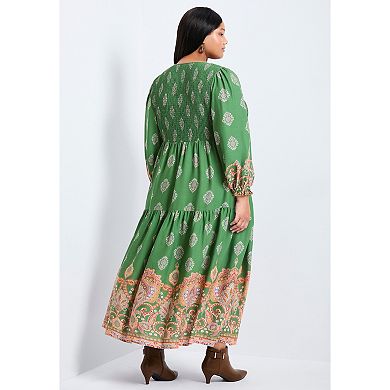 Avenue Women's Plus Size Sherry Shirred Bodice Maxi Dress