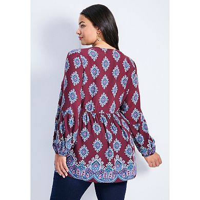 Avenue Women's Plus Size Mara Blouson Sleeve Tunic