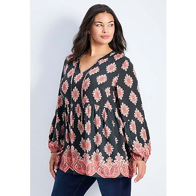 Avenue Women's Plus Size Mara Blouson Sleeve Tunic