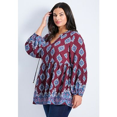 Avenue Women's Plus Size Mara Blouson Sleeve Tunic