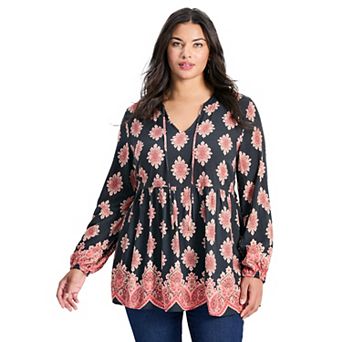 Avenue Women's Plus Size Mara Blouson Sleeve Tunic