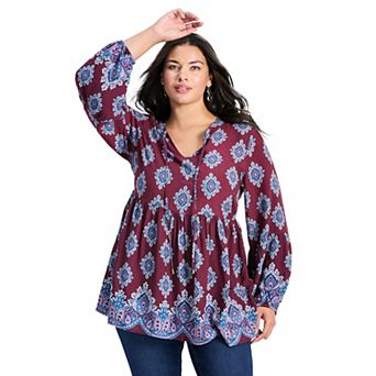 Avenue Women's Plus Size Mara Blouson Sleeve Tunic