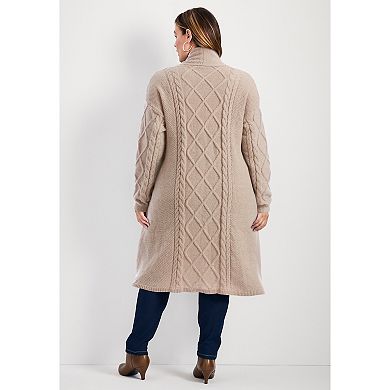 Avenue Women's Plus Size Paris Longline Cable Cardi