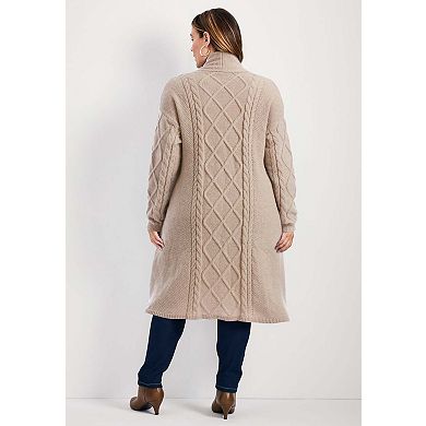 Avenue Women's Plus Size Paris Longline Cable Cardi