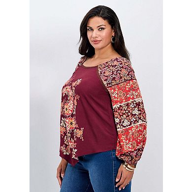 Avenue Women's Plus Size Nichola Scarf Print Top