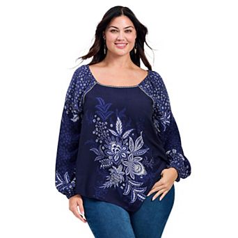 Avenue Women's Plus Size Nichola Scarf Print Top
