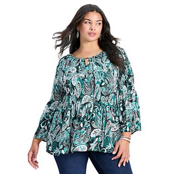 Avenue Women's Plus Size Fairview Keyhole Pleat Blouse