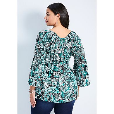 Avenue Women's Plus Size Fairview Keyhole Pleat Blouse