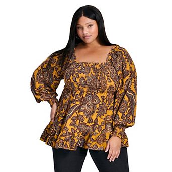 Avenue Women's Plus Size Felicity Shirred Bodice Blouse