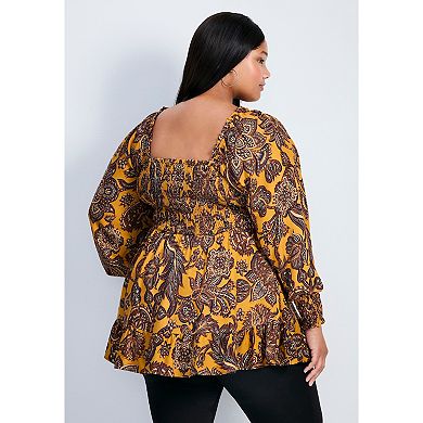 Avenue Women's Plus Size Felicity Shirred Bodice Blouse