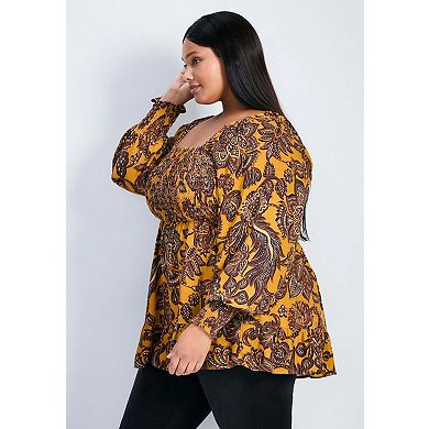 Avenue Women's Plus Size Felicity Shirred Bodice Blouse