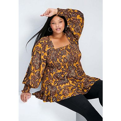 Avenue Women's Plus Size Felicity Shirred Bodice Blouse