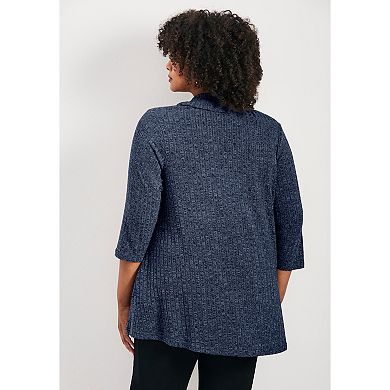 Avenue Women's Plus Size Miley Rib Hacci Button Tunic