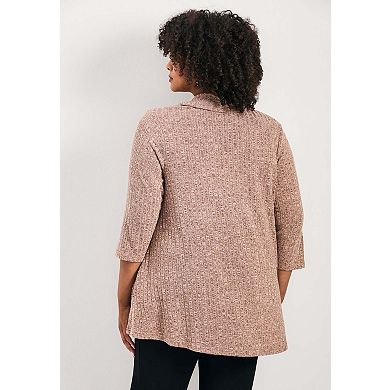 Avenue Women's Plus Size Miley Rib Hacci Button Tunic