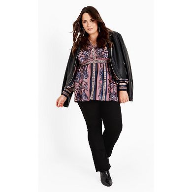 Avenue Women's Plus Size Serene Long Sleeve Placement Top