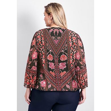 Avenue Women's Plus Size Harmony Pleat Sleeve Top