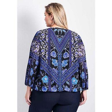 Avenue Women's Plus Size Harmony Pleat Sleeve Top