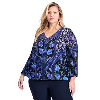 Avenue Women's Plus Size Harmony Pleat Sleeve Top