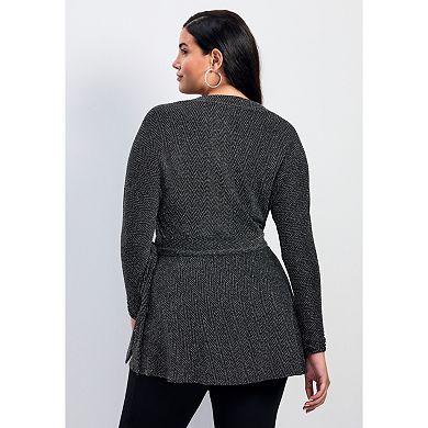Avenue Women's Plus Size Glamour Sparkle Wrap Top