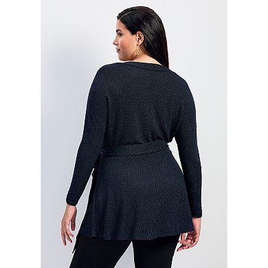 Avenue Women's Plus Size Glamour Sparkle Wrap Top