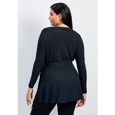Avenue Women's Plus Size Glamour Sparkle Wrap Top