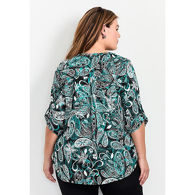 Avenue Women's Plus Size Madeline Tab Sleeve Blouse