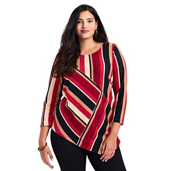 Avenue Women's Plus Size Kaya Asymmetrical Hacci Top