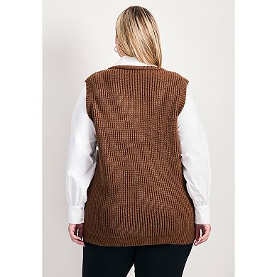 Avenue Women's Plus Size Veronica 2Fer Cable Vest