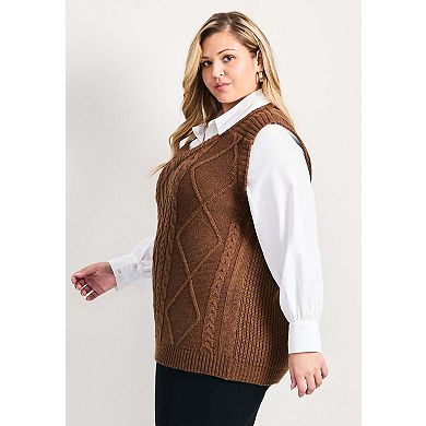 Avenue Women's Plus Size Veronica 2Fer Cable Vest